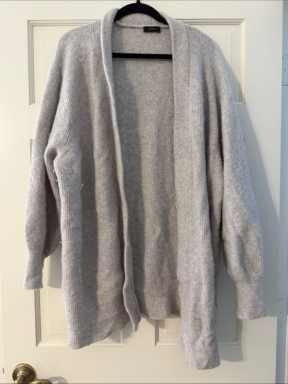 J. Crew Light Gray Open-Front Ribbed Cardigan